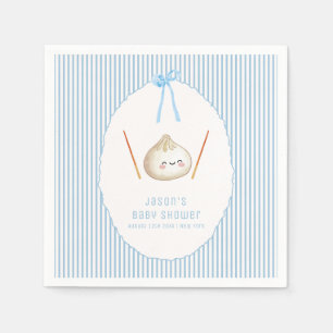 Blue Kawaii Boy Bow Asian Dumpling Baby Shower  Napkin