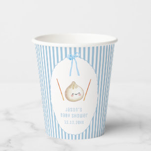 Blue Kawaii Boy Bow Asian Dumpling Baby Shower  Paper Cups