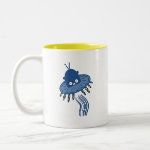 Blue Kawaii Octopus UFO Two-Tone Coffee Mug