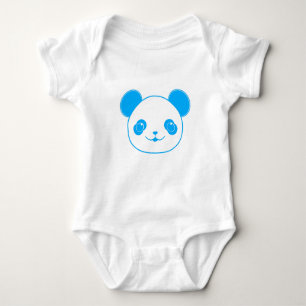 Blue Kawaii Panda Bear Baby Bodysuit