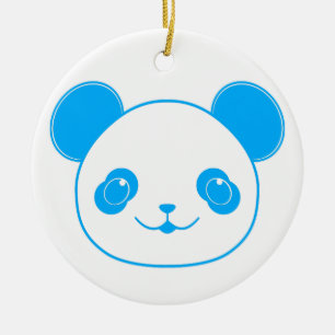 Blue Kawaii Panda Bear Ceramic Tree Decoration