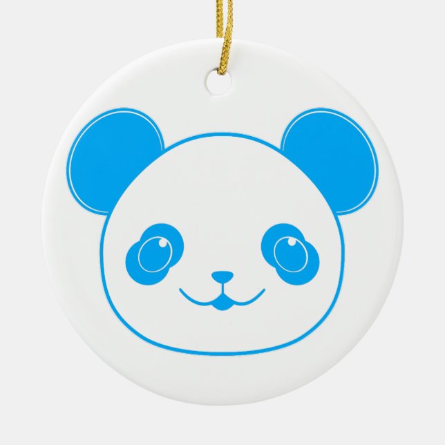 Blue Kawaii Panda Bear Ceramic Tree Decoration (Front)