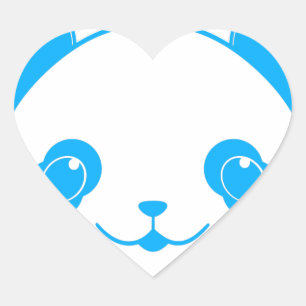 Blue Kawaii Panda Bear Heart Sticker