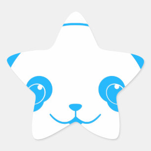 Blue Kawaii Panda Bear Star Sticker