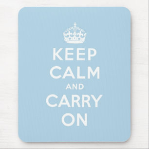 Blue keep calm and carry on mouse pad