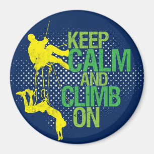 Blue Keep Calm and Climb On Rock Climbing Magnet