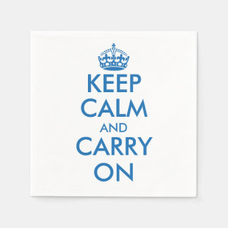 Blue Keep calm and your text paper napkins | Edit