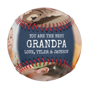 Blue Keepsake 4 Photo Collage for Grandpa Baseball