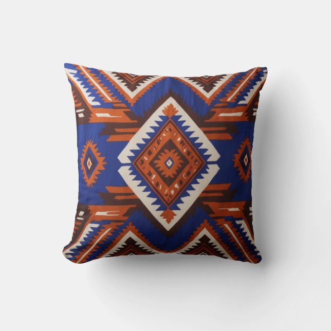 "Blue Kilim Throw Pillows: The Perfect Boho Accent Cushion (Front)