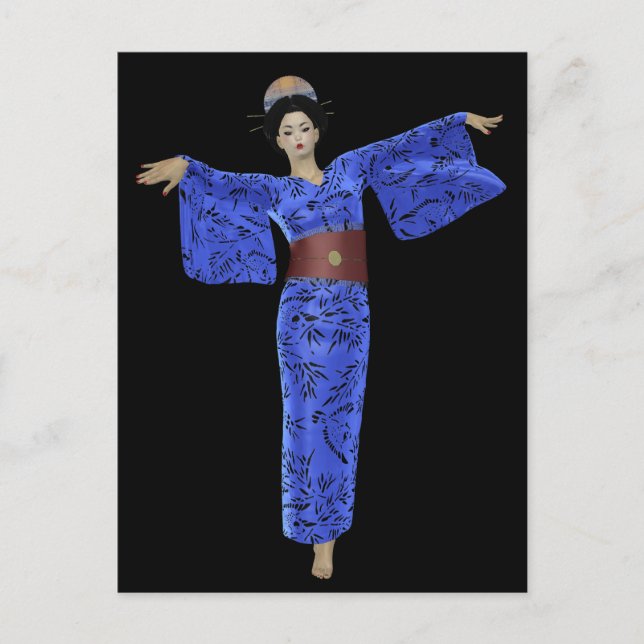 Blue Kimono Geisha Postcards (Front)