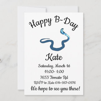Blue King Cobra Happy B-day Invitation