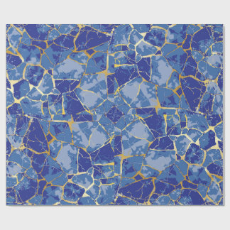 Blue Kintsugi Gold Vein Wrapping Paper
