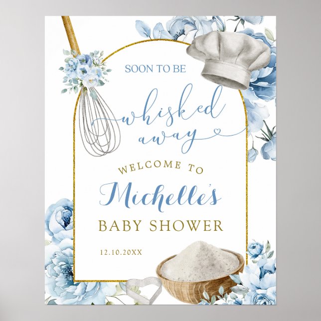 Blue Kitchen Bridal Shower Welcome Sign (Front)