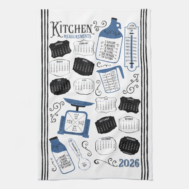 Blue Kitchen Conversions Tea Towel (Vertical)