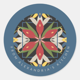 Blue Kitchen Tile Design From the Kitchen Of Classic Round Sticker