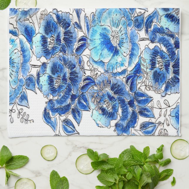 Blue Kitchen Towel (Folded)