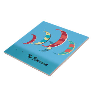 Blue Kiteboarding Design Tile