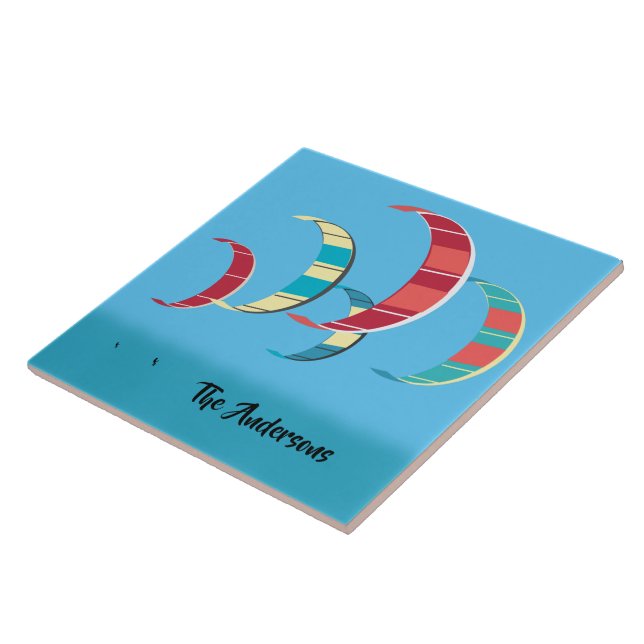 Blue Kiteboarding Design Tile (Side)