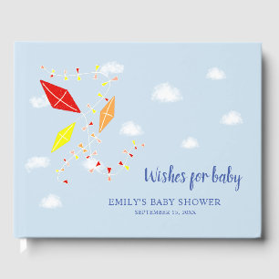 Blue Kites Baby Shower Wishes for Baby  Guest Book
