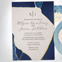 Blue Kitsugi Foil Wedding Invitation
