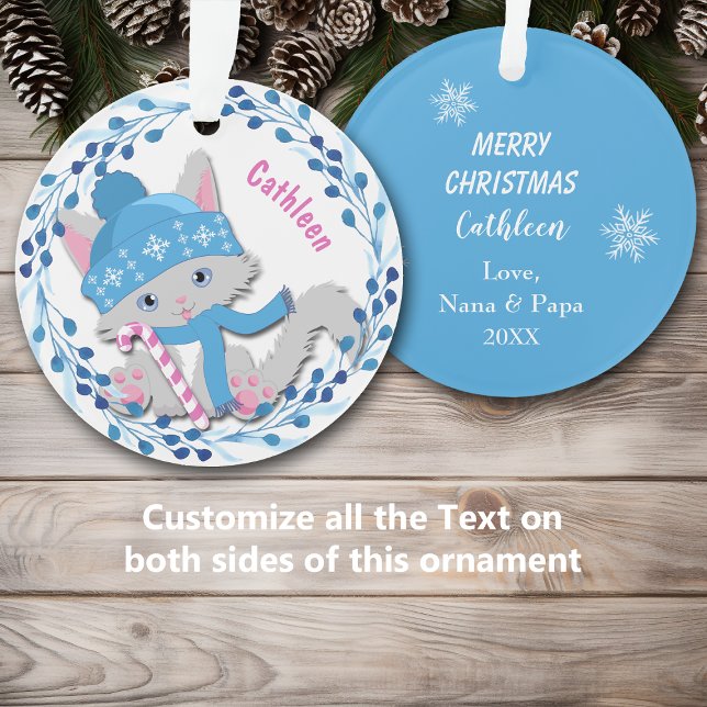 Blue Kitten Wreath Kids Ornament (Creator Uploaded)