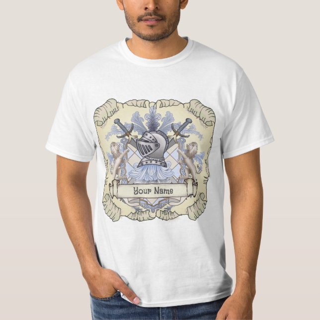Blue Knight Family Crest Surname  t-shirt (Front)