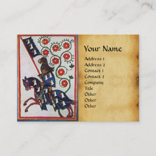 BLUE KNIGHT HORSEBACK Red Roses Mediaeval Parchmen Business Card