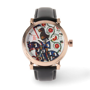 BLUE KNIGHT MEDIEVAL MINIATURE MONOGRAM WATCH