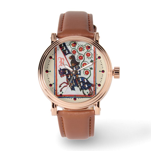 BLUE KNIGHT MEDIEVAL MINIATURE MONOGRAM WATCH (Front)