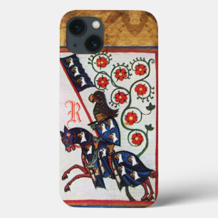 BLUE KNIGHT MEDIEVAL PARCHMENT MONOGRAM iPhone 13 CASE