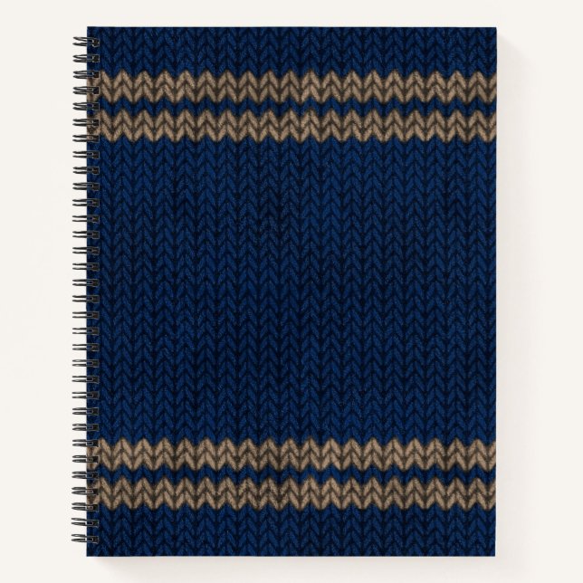 Blue Knit-look Stripe Pattern Notebook (Front)