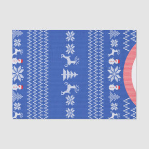 Blue Knit Winter Christmas Holiday Sweater Custom Tissue Paper