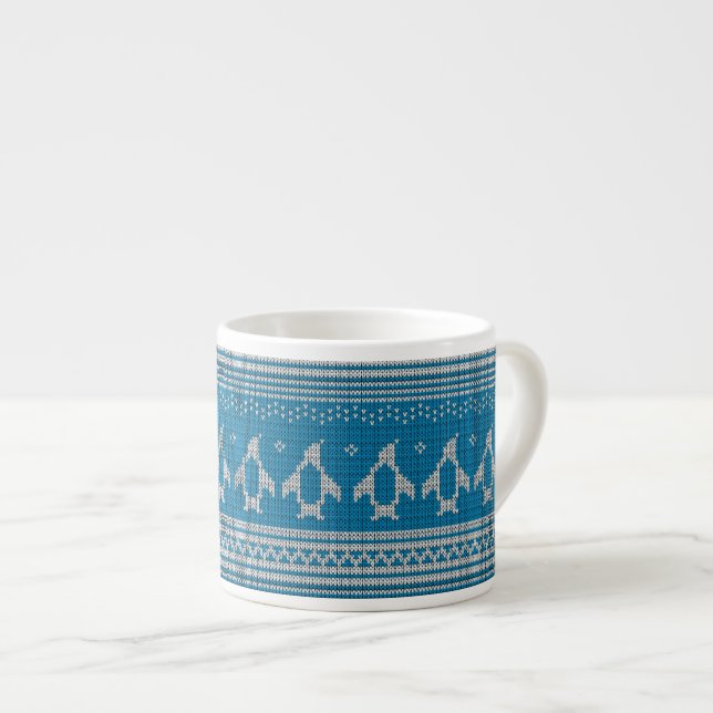 Blue Knitted Background Espresso Cup (Front Right)