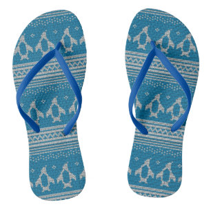 Blue Knitted Background Jandals