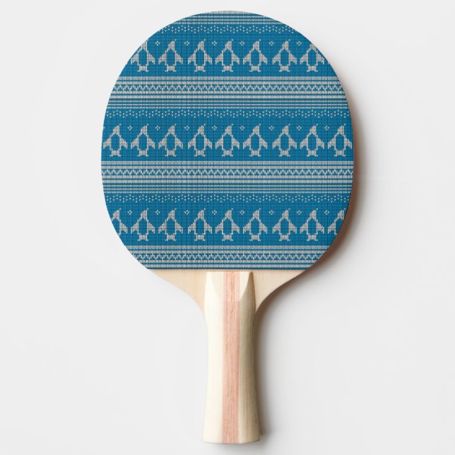 Blue Knitted Background Ping Pong Paddle (Front)