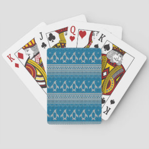 Blue Knitted Background Playing Cards