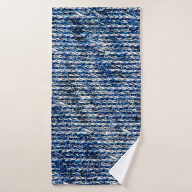 Blue knitting wool texture bath towel (Bath Towel)