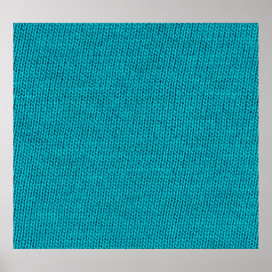 Blue Knitting Wool Texture Closeup Poster