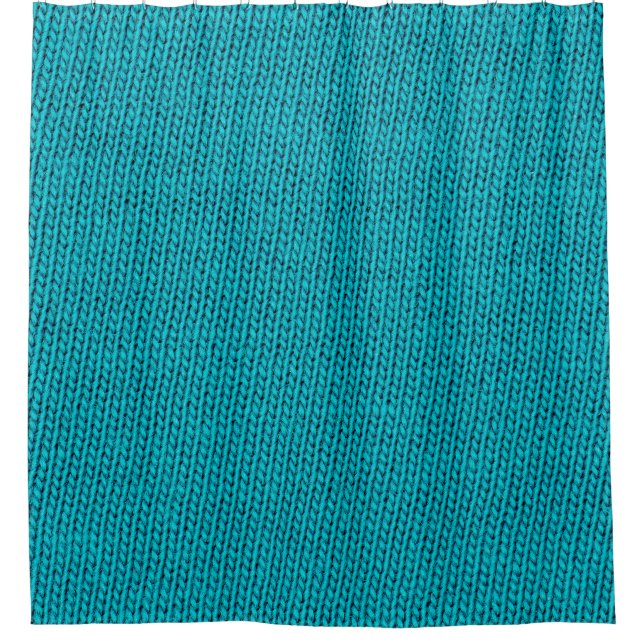 Blue Knitting Wool Texture Closeup Shower Curtain (Front)