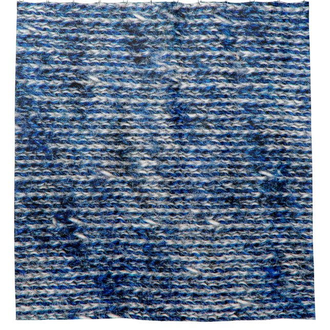 Blue knitting wool texture shower curtain (Front)