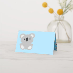 Blue Koala Bear Baby Shower Place Card