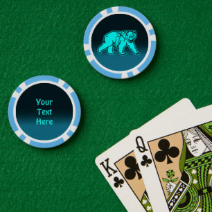 Blue Kodiak Bear Poker Chips
