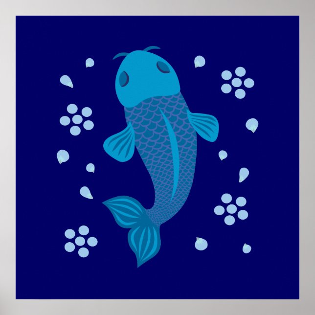 Blue Koi Fish Poster (Front)