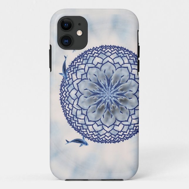 Blue Koi Lotus Mandala Casemate Phone Case (Back)