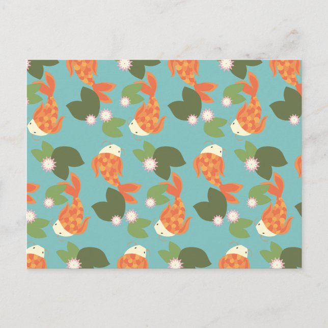 Blue Koi Pond Postcard (Front)