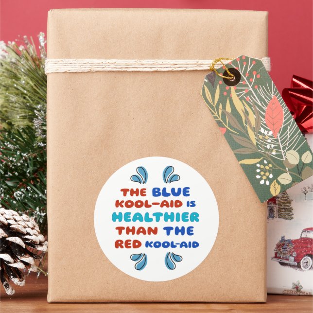 Blue Kool Aid ROUND STICKER (Holiday)