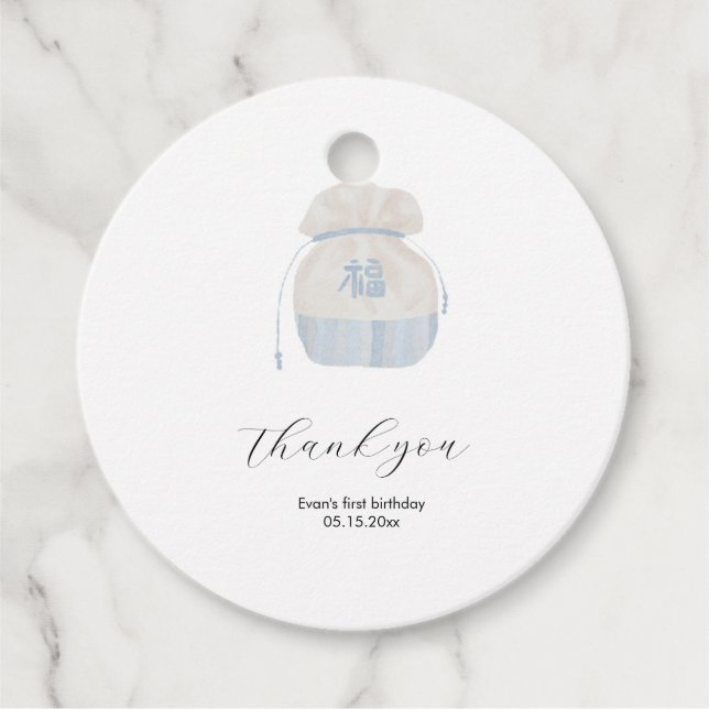 Blue Korean Doljanchi favour tag  (Front)