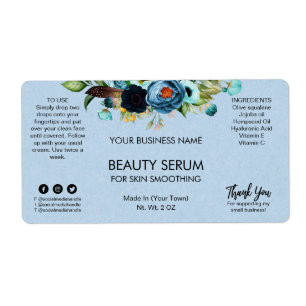 Blue Kraft Paper Effect Face Serum Labels