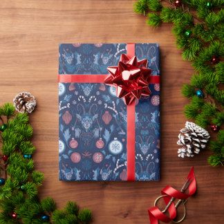Blue Krampus Wrapping Paper | Unique Dark Holiday