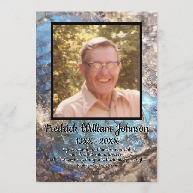 Blue Labradorite Stone with Quote and Square Photo Programme (Front)